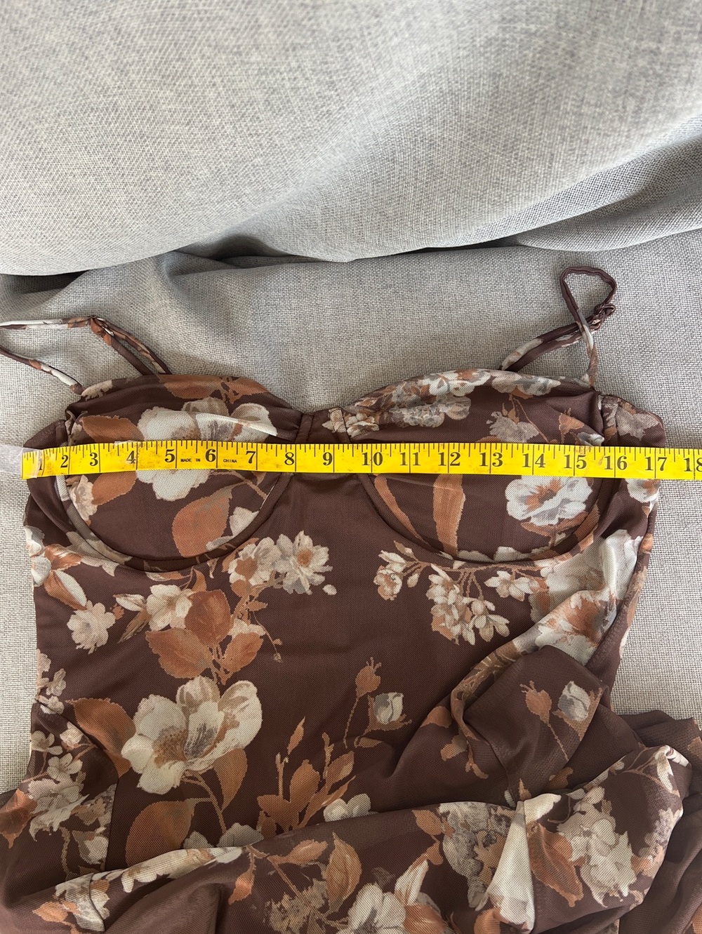 Camila Coelho Revolve Floral Mesh Spaghetti Underwire Bustier Maxi dress size L - Picture 10 of 16